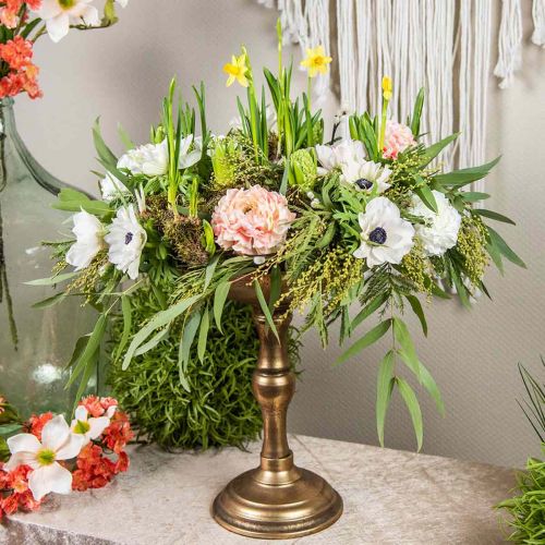 Floristik24 Ciotola decorativa con piede ciotola decorativa in metallo vintage Ø32cm H37cm