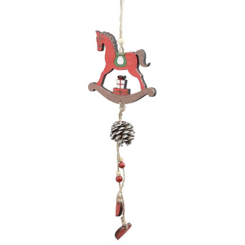 Cavallo a dondolo decorativo Decorazione da appendere in legno Natale Rosso 37 cm 2 pezzi
