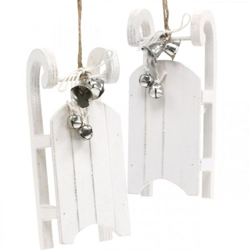 Prodotto Slitta decorativa argento bianco con campanello L13cm 4pz