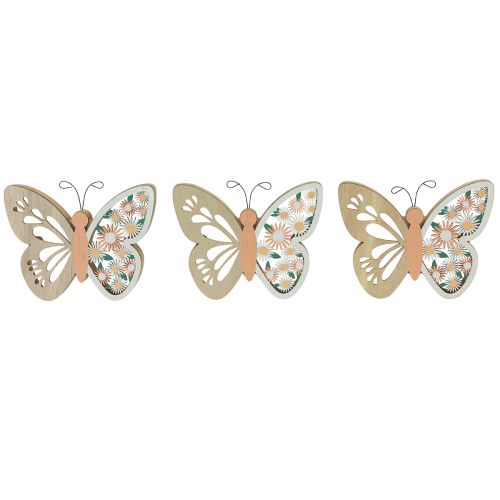 Prodotto Fiori decorativi in legno farfalla 15x12 cm naturale/colorato 3 pz