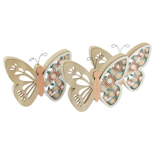 Prodotto Fiori decorativi in legno farfalla 15x12 cm naturale/colorato 3 pz