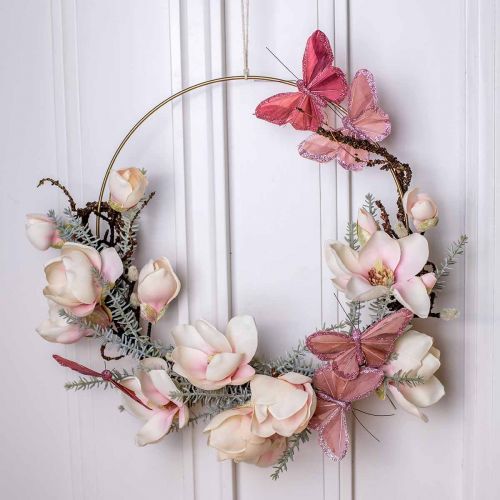 Floristik24 Farfalla decorativa su filo Farfalla piuma rosa 10×6cm 12pz