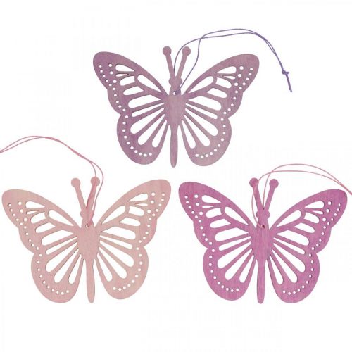 Floristik24 Appendiabiti decorativo farfalle viola/rosa/rosa 12cm 12pz