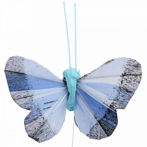 Prodotto Farfalle decorative piuma farfalla rosa, blu 6 cm 24 pz