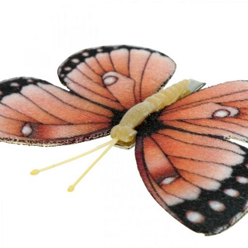 Floristik24 Farfalle decorative con clip B4,5–11,5 cm 10 pezzi marrone arancione