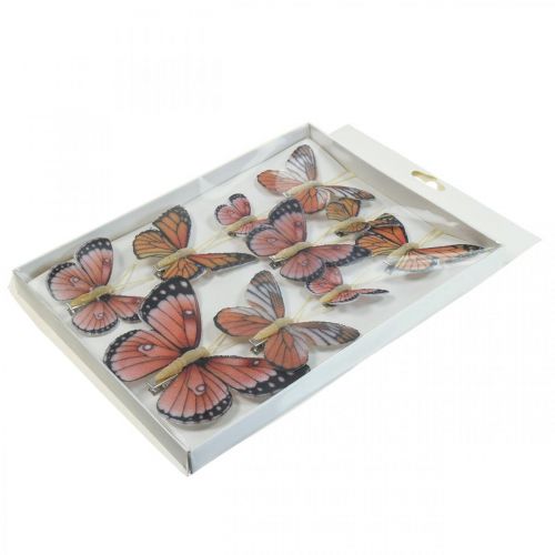 Floristik24 Farfalle decorative con clip B4,5–11,5 cm 10 pezzi marrone arancione