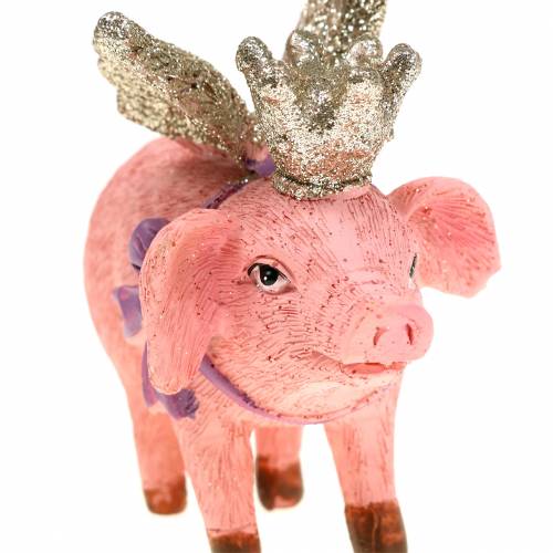Floristik24 Figura decorativa maiale con corona 9 cm 2 pezzi