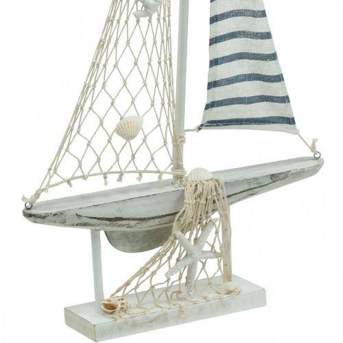 Floristik24 Deco Barca a Vela Legno Bianco Blu Marittimo Deco Nave 28×3×55 cm