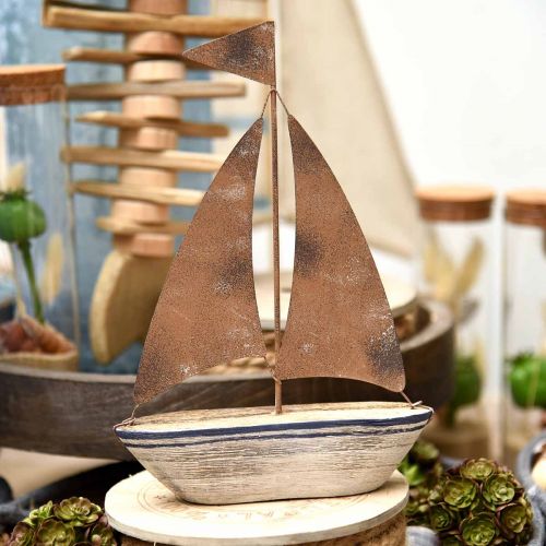Floristik24 Deco barca a vela legno ruggine decorazione marittima 16×25 cm