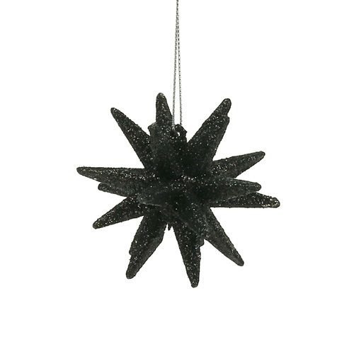 Floristik24 Stelle decorative in mica nera 7,5 cm 8 pezzi