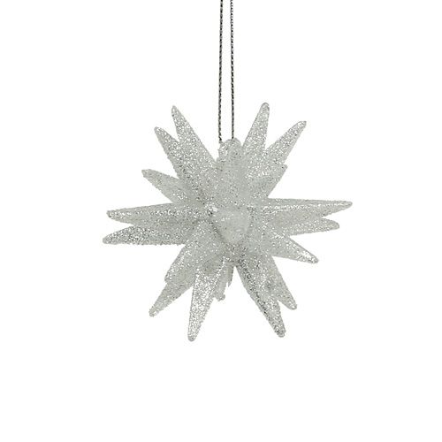 Floristik24 Stelle decorative con mica 7,5 cm argento 8 pz