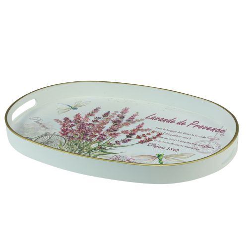 Floristik24 Vassoio decorativo vassoio in plastica lavanda bianco 39×27,5 cm