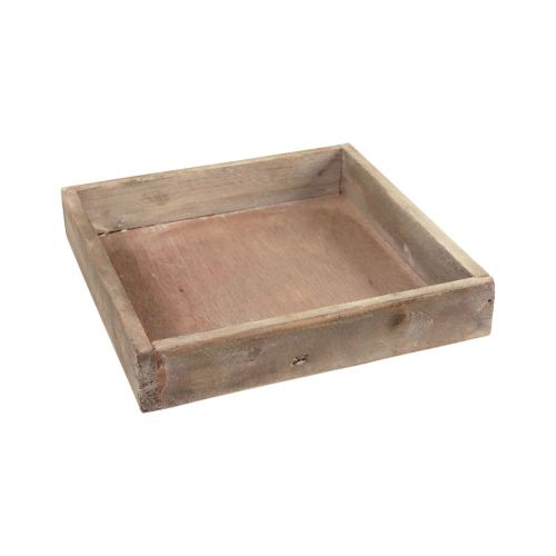 Floristik24 Vassoio decorativo vassoio quadrato in legno naturale 20×20×3,5 cm 2 pz