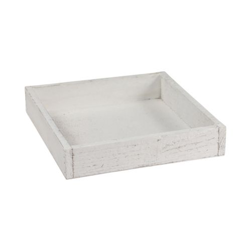 Prodotto Vassoio decorativo vassoio quadrato in legno bianco 20×20×3,5 cm