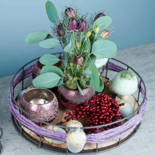 Floristik24 Vassoio decorativo in legno tondo, metallo naturale Ø25/30/35cm set di 3