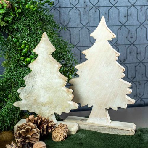 Prodotto Deco albero di Natale in legno bianco lavato decorazione da tavola Avvento 32 × 20 × 5,5 cm