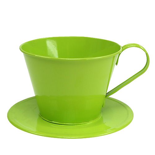 Floristik24 Tazza decorativa con piatto Verde Ø16cm H11cm