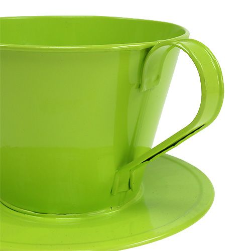 Floristik24 Tazza decorativa con piatto Verde Ø16cm H11cm