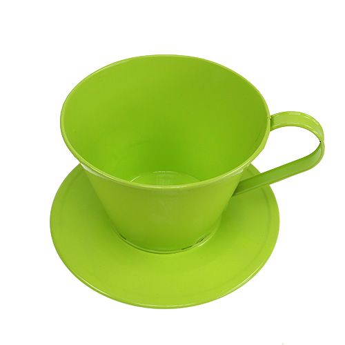 Floristik24 Tazza decorativa con piatto Verde Ø16cm H11cm