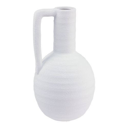 Prodotto Vaso decorativo vaso da fiori bianco con manico in ceramica H26cm