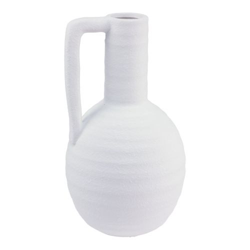 Vaso decorativo vaso da fiori bianco con manico in ceramica H26cm