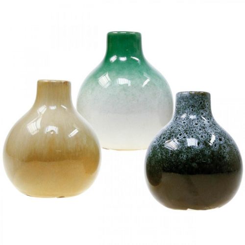 Vasi decorativi, set di vasi in ceramica sferici H10.5cm  Ø9cm 3pz-51132-095