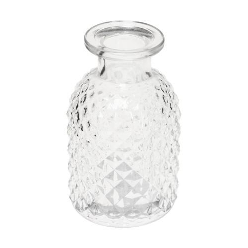 Prodotto Vasi decorativi mini vetro trasparente rombo retrò Ø5,5 cm H9 cm 6 pezzi