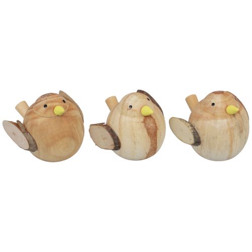 Uccelli decorativi uccelli in legno decorazione da tavolo primavera naturale 7 cm 3 pz
