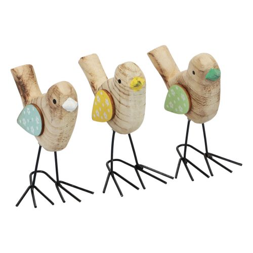 Floristik24 Uccelli decorativi Uccelli in legno decorazione da tavolo primavera naturale colorato 12 cm 3 pz