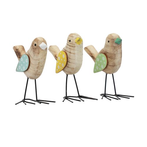 Floristik24 Uccelli decorativi Uccelli in legno decorazione da tavolo primavera naturale colorato 12 cm 3 pz