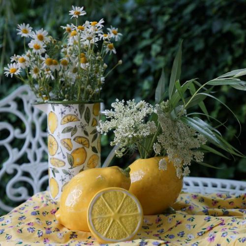Floristik24 Decorazione da tavola decorativa estiva in ceramica al limone, decorazione da tavolo 11 cm