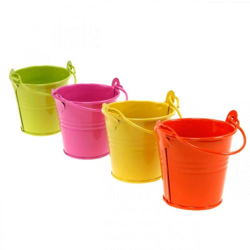 Floristik24 Secchio decorativo colorato fioriera in metallo assortito Ø6cm H6cm 12 pz