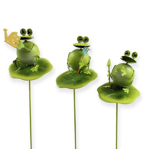 Floristik24 Rana decorativa con attrezzo da giardinaggio sull'asta 6 pezzi