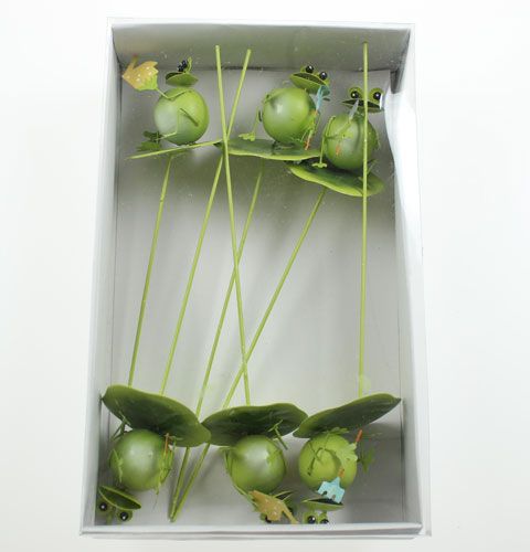 Floristik24 Rana decorativa con attrezzo da giardinaggio sull'asta 6 pezzi