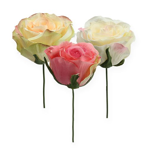 Floristik24 Teste di rose artificiali Ø9cm 6 pezzi