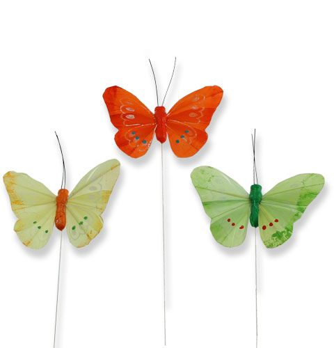 Floristik24 Farfalle decorative sul filo multicolore 8 cm