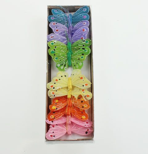 Decorazione Farfalle A MOLLA 12 PEZZI CREMA BIANCO al filo matrimonio 8-9,5cm 