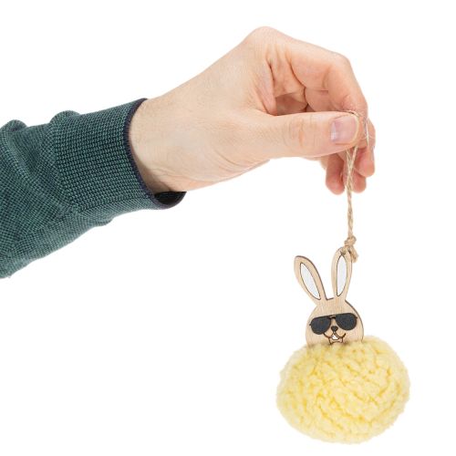 Prodotto Decorazione coniglietto pasquale da appendere, coniglietto soffice, giallo, Ø7cm, 6 pezzi