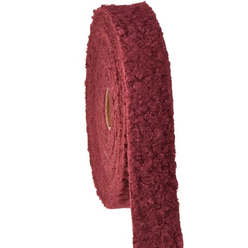 Nastro decorativo in tessuto effetto lana bordeaux, largo 40 mm, 8 m