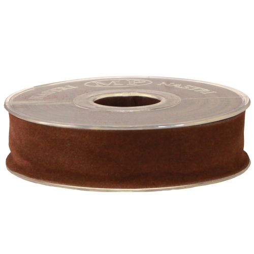 Prodotto Nastro decorativo in velluto marrone, nastro per gioielli, 25 mm, 7 m