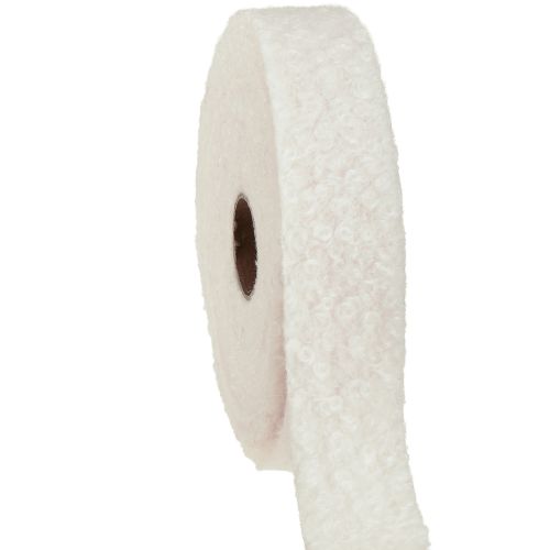 Nastro decorativo crema nastro largo nastro in tessuto effetto lana 40mm 8m