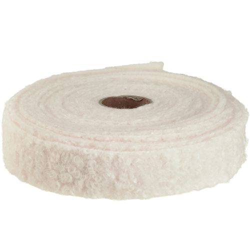 Prodotto Nastro decorativo crema nastro largo nastro in tessuto effetto lana 40mm 8m