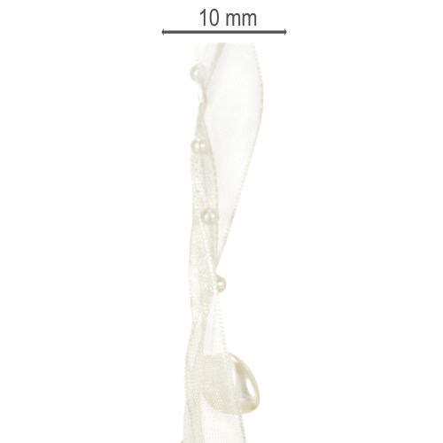 Prodotto Nastro decorativo, color crema, cuori, perle, decorazione per matrimonio, 10 mm, 5 m