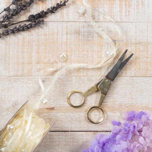 Prodotto Nastro decorativo, color crema, cuori, perle, decorazione per matrimonio, 10 mm, 5 m