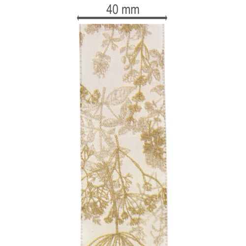 Nastro regalo con motivi vegetali, nastro decorativo con aneto, largo 40 mm, lungo 20 m. | Floristik24.it