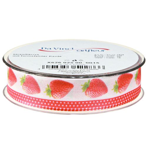 Prodotto Nastro decorativo fragole nastro in tessuto bordi dimensionalmente stabili 25mm 15m