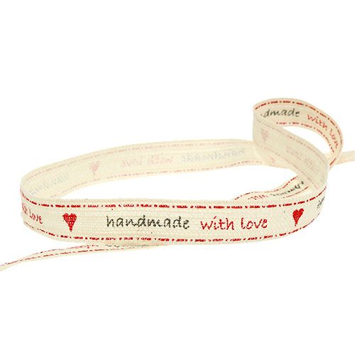 Floristik24 Nastro decorativo &quot;Fatto a mano con amore&quot; 15mm 15m