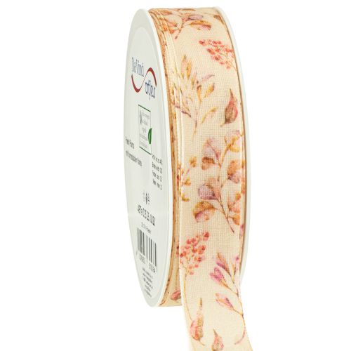 Nastro decorativo autunnale in tessuto decorativo beige rosa antico 25mm 20m