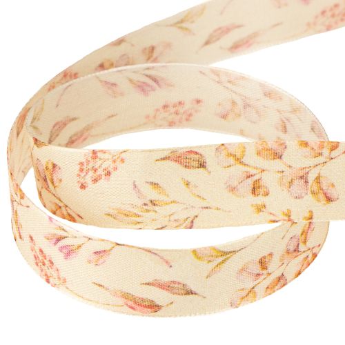 Prodotto Nastro decorativo autunnale in tessuto decorativo beige rosa antico 25mm 20m
