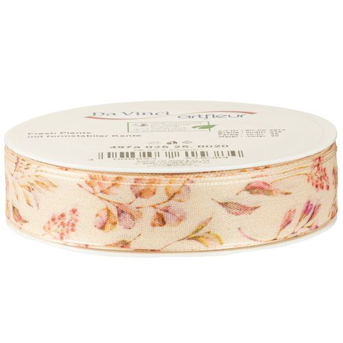 Prodotto Nastro decorativo autunnale in tessuto decorativo beige rosa antico 25mm 20m